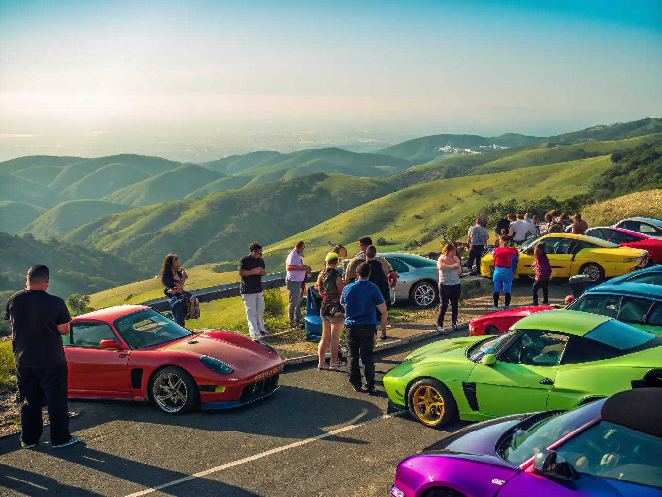 A heartwarming image of RUAL RACING members participating in a community event, such as a car show or a local festival. The photo emphasizes the social aspect of the organization and its connection to the community.
